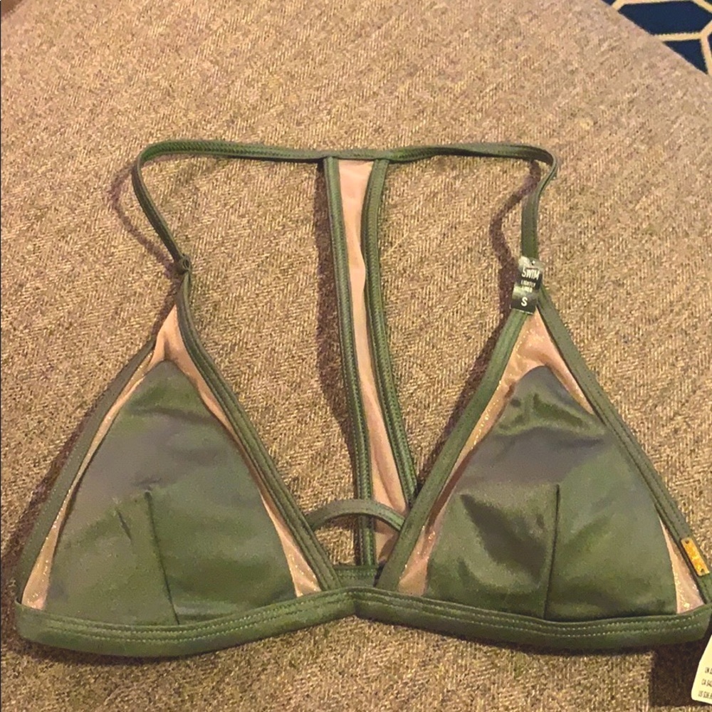 VS Pink - olive green swim top NWT